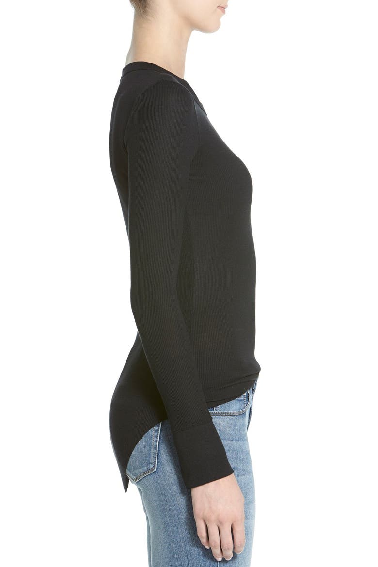 Long Sleeve Rib Tee, Alternate, color, BLACK