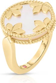 Roberto Coin Venetian Medallion Reversible Mother-of-Pearl/Diamond Ring