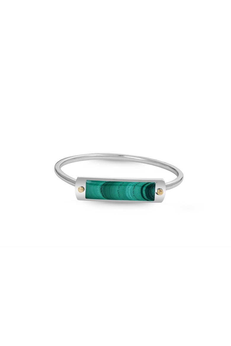Big ID Malachite Sterling Silver Men Cuff Bracelet, Alternate, color, Silver