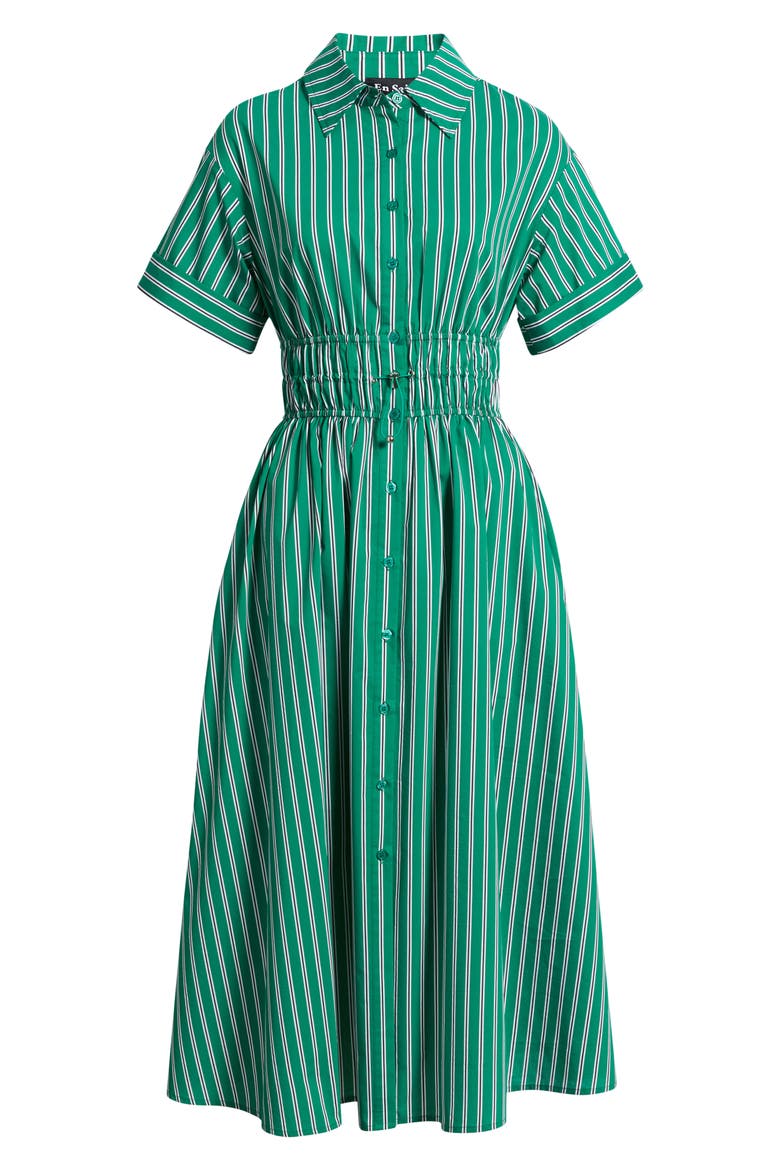 Stripe Drawcord Waist Shirtdress, Alternate, color, GREEN STRIPE