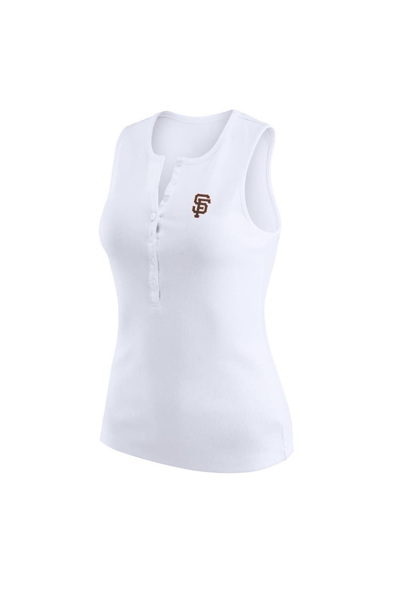 Women's WEAR by Erin Andrews White San Francisco Giants Rib-Knit Henley Tank Top, Alternate, color, White