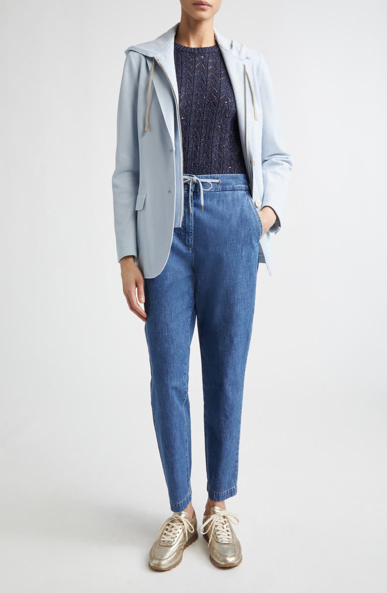 Eleventy Sequin Embellished Cotton & Linen Blend Sweater Vest, Alternate, color, 11N New Blue