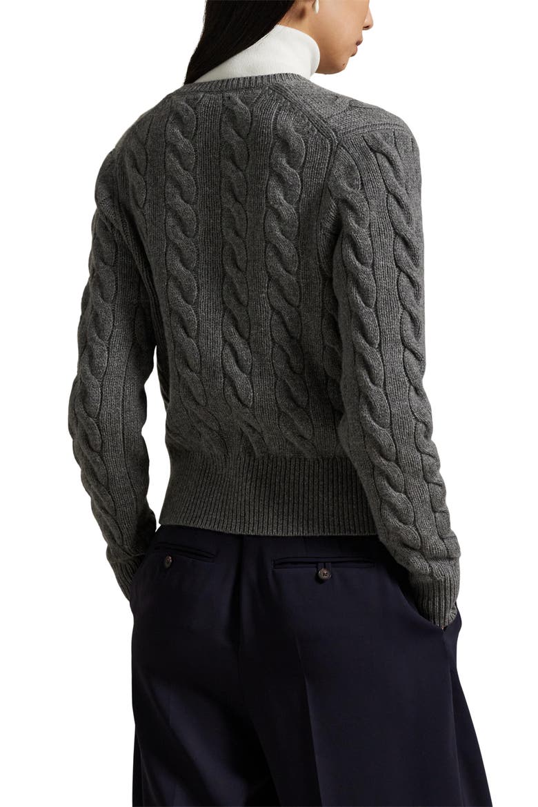 Cable Wool & Cashmere Cardigan, Alternate, color, FLANNEL GREY HEATHER
