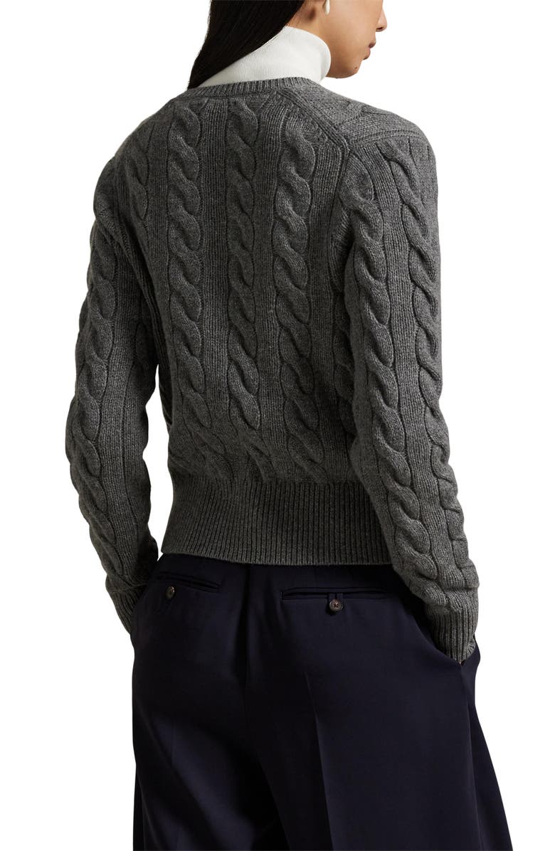 Polo Ralph Lauren Cable Wool & Cashmere Cardigan, Alternate, color, Flannel Grey Heather