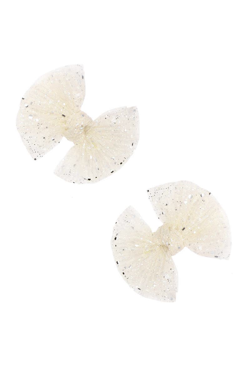 2-Pack FAB Tulle Bow Hair Clips, Main, color, PRINCESS IVORY