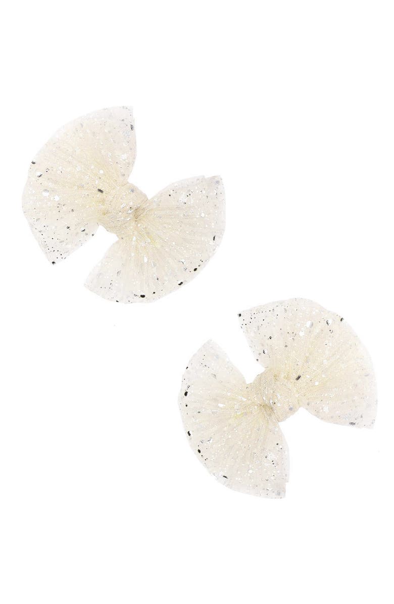 Baby Bling 2-Pack FAB Tulle Bow Hair Clips, Main, color, Princess Ivory