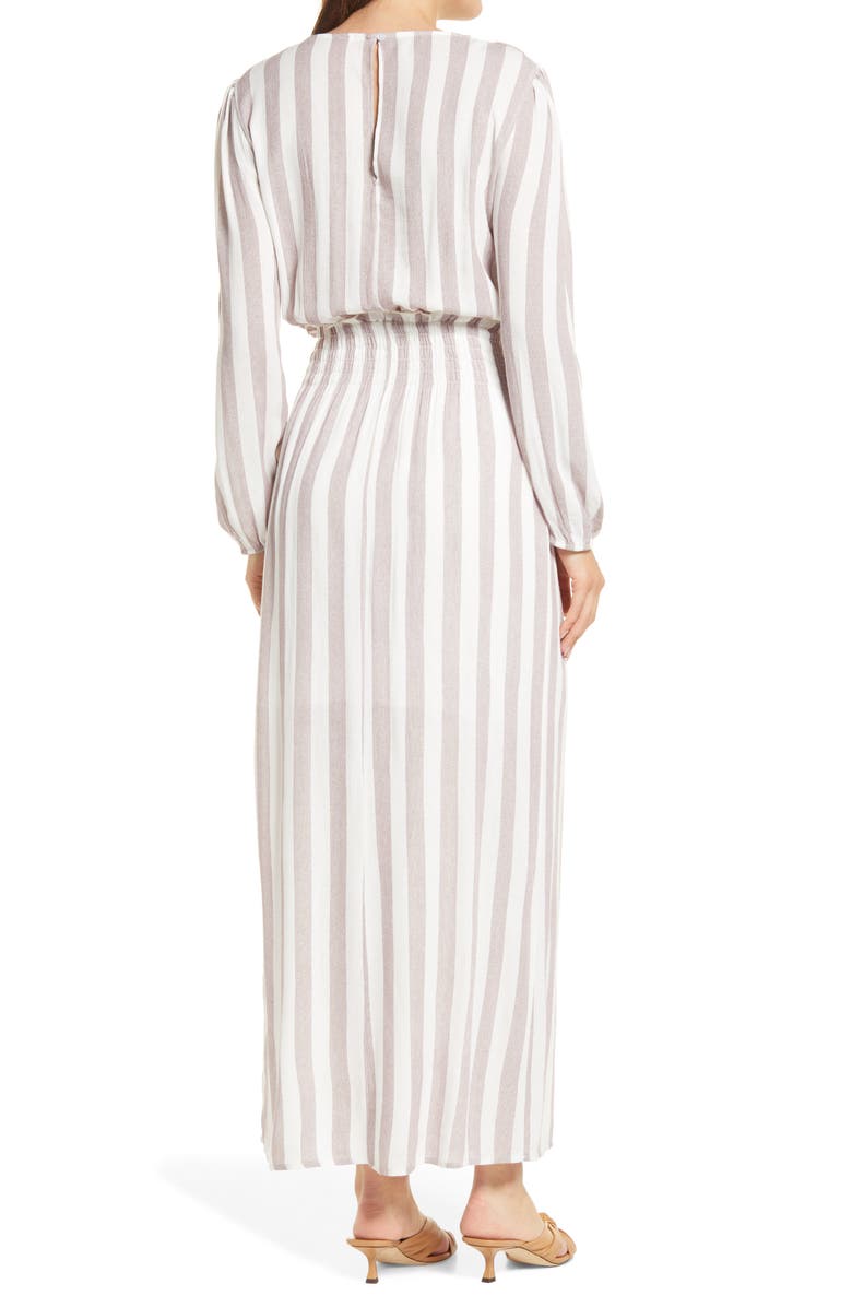 Fraiche by J Smocked Waist Long Sleeve Maxi Dress, Alternate, color, 