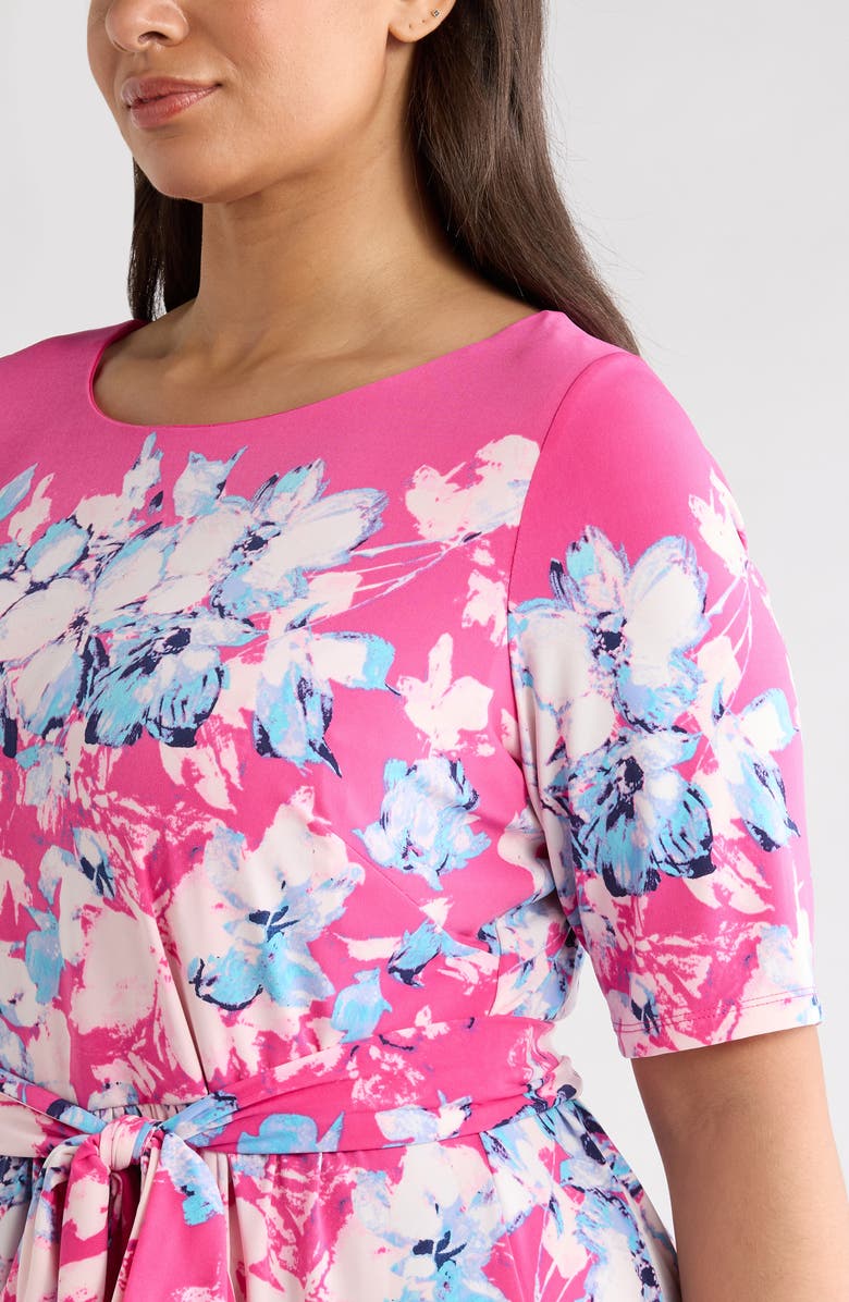 KASPER Floral Knit Dress, Alternate, color, Pink Perfection Multi