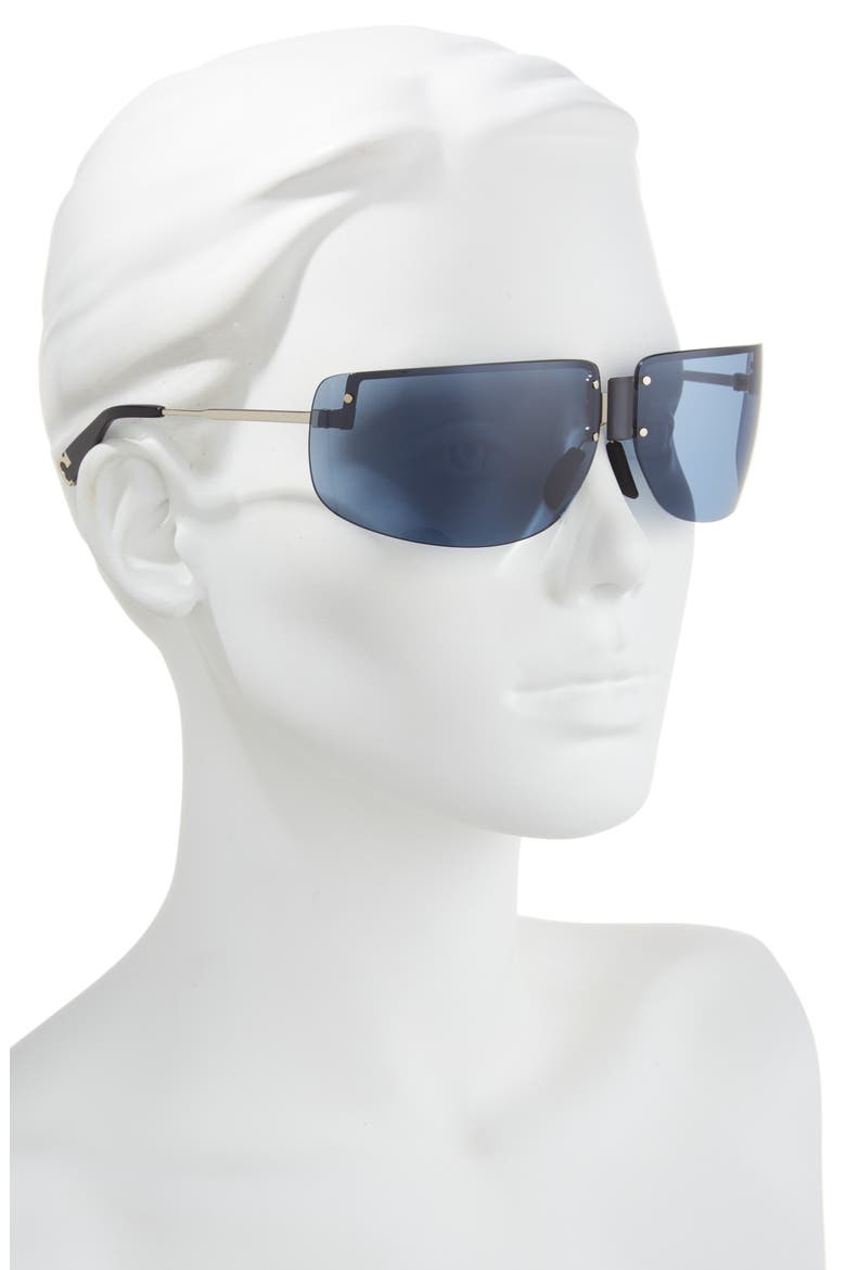 75mm Semi Rimless Pillow Sunglasses, Alternate, color, SHINY LIGHT GOLD / NAVY BLUE