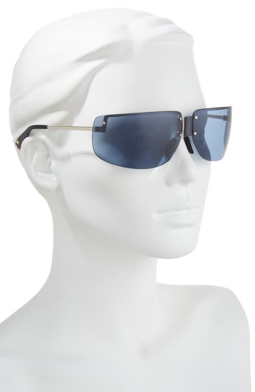 Tory Burch 75mm Semi Rimless Pillow Sunglasses In Shiny Light Gold/navy Blue