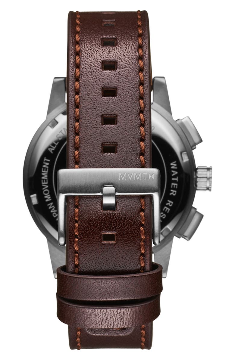 MVMT Chrono 2 Chronograph Leather Strap Watch, 44mm, Alternate, color, 