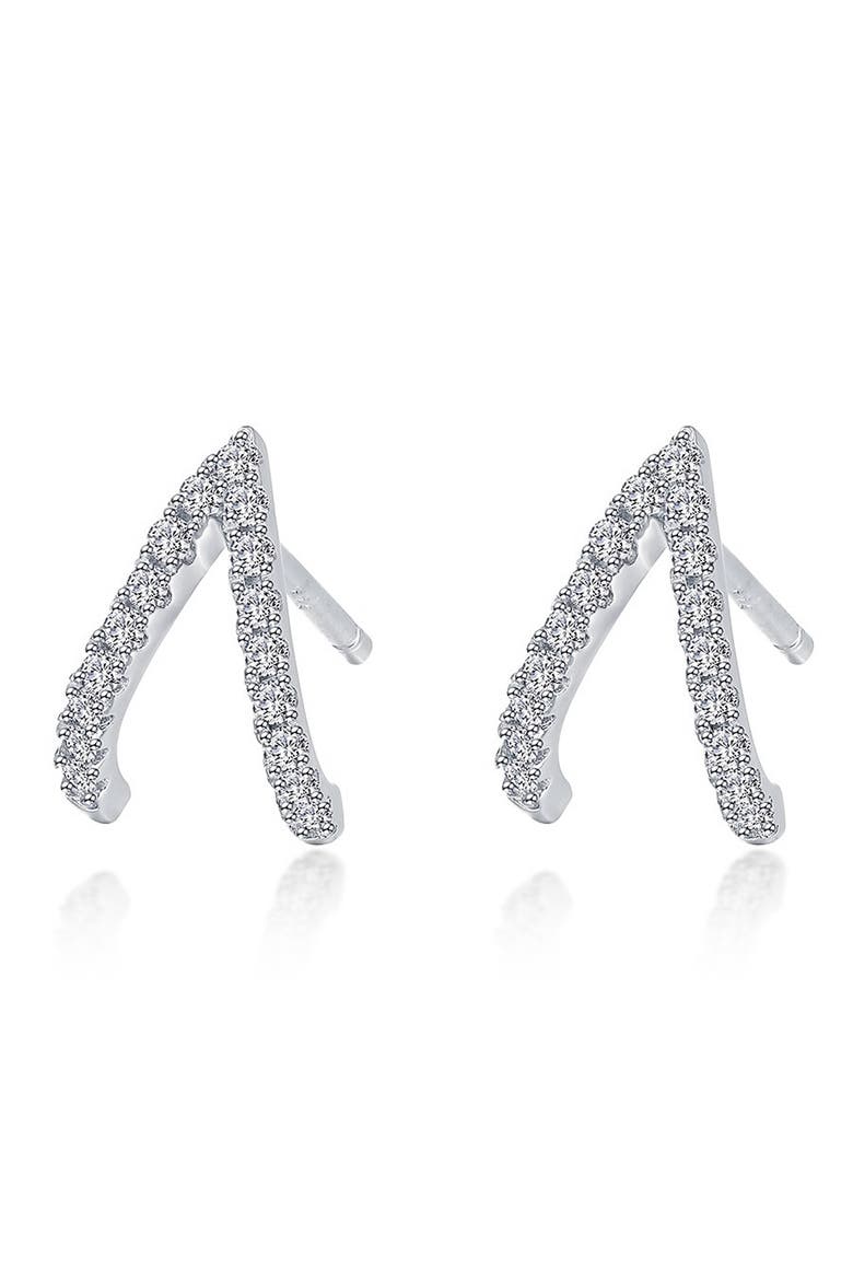 Pavé Simulated Diamond V Stud Earrings, Main, color, SILVER