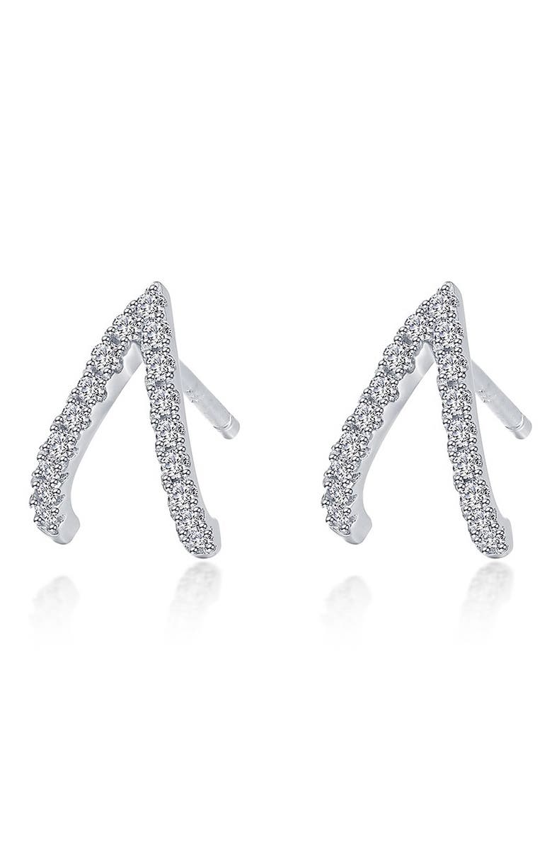 Lafonn Pavé Simulated Diamond V Stud Earrings, Main, color, Silver