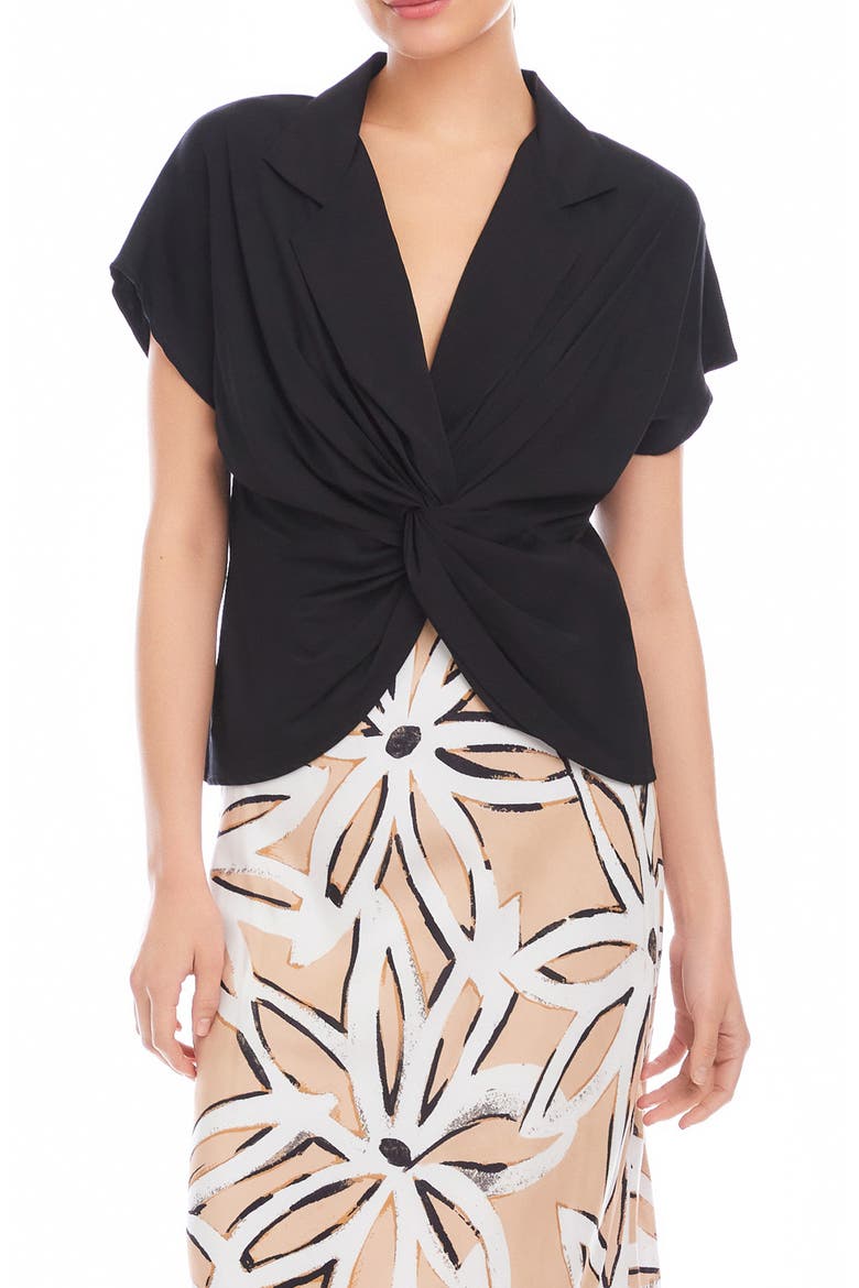Lilian Twist Front Shirt, Main, color, BLACK