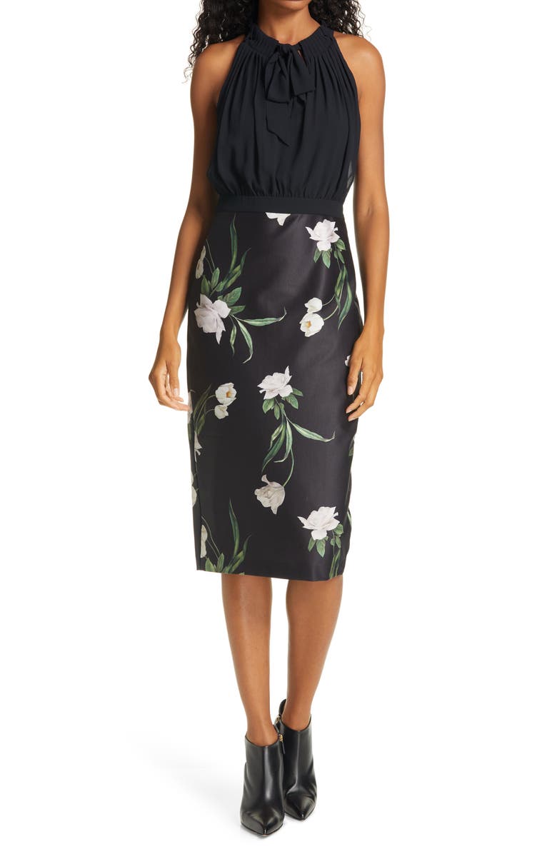 Ted Baker London Sabbie Sleeveless Tie Neck Dress, Main, color, 