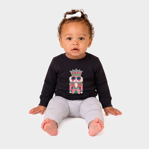 Teal Nutcracker Patchwork Crew Fleece Sweatshirt (baby)