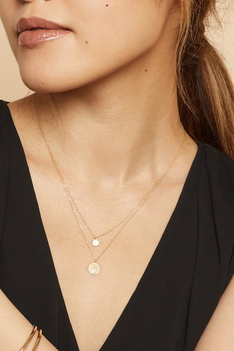 14K Yellow Gold Greek Medallion Layered Necklace, Alternate, color, Yellow Gold