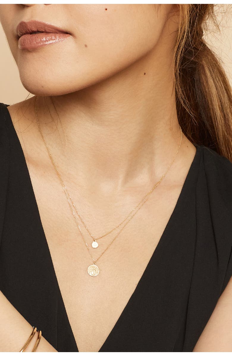 Oradina 14K Yellow Gold Greek Medallion Layered Necklace, Alternate, color, Yellow Gold