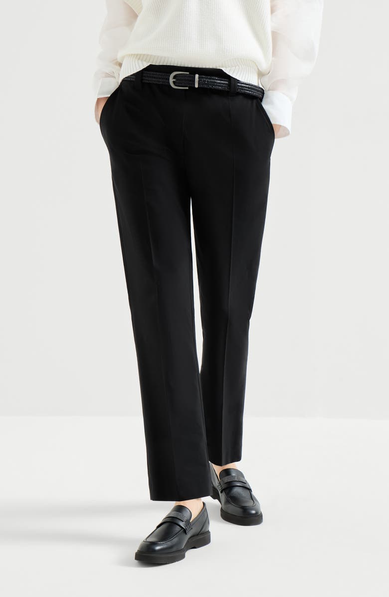 Brunello Cucinelli Cigarette trousers, Main, color, Black