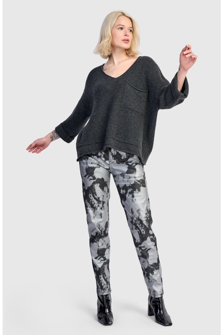 Splatter Iconic Stretch Jeans, Alternate, color, Fog