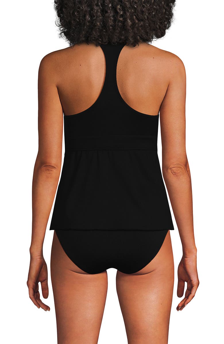 Lands' End V-Neck Racerback Flutter Tankini, Alternate, color, Black
