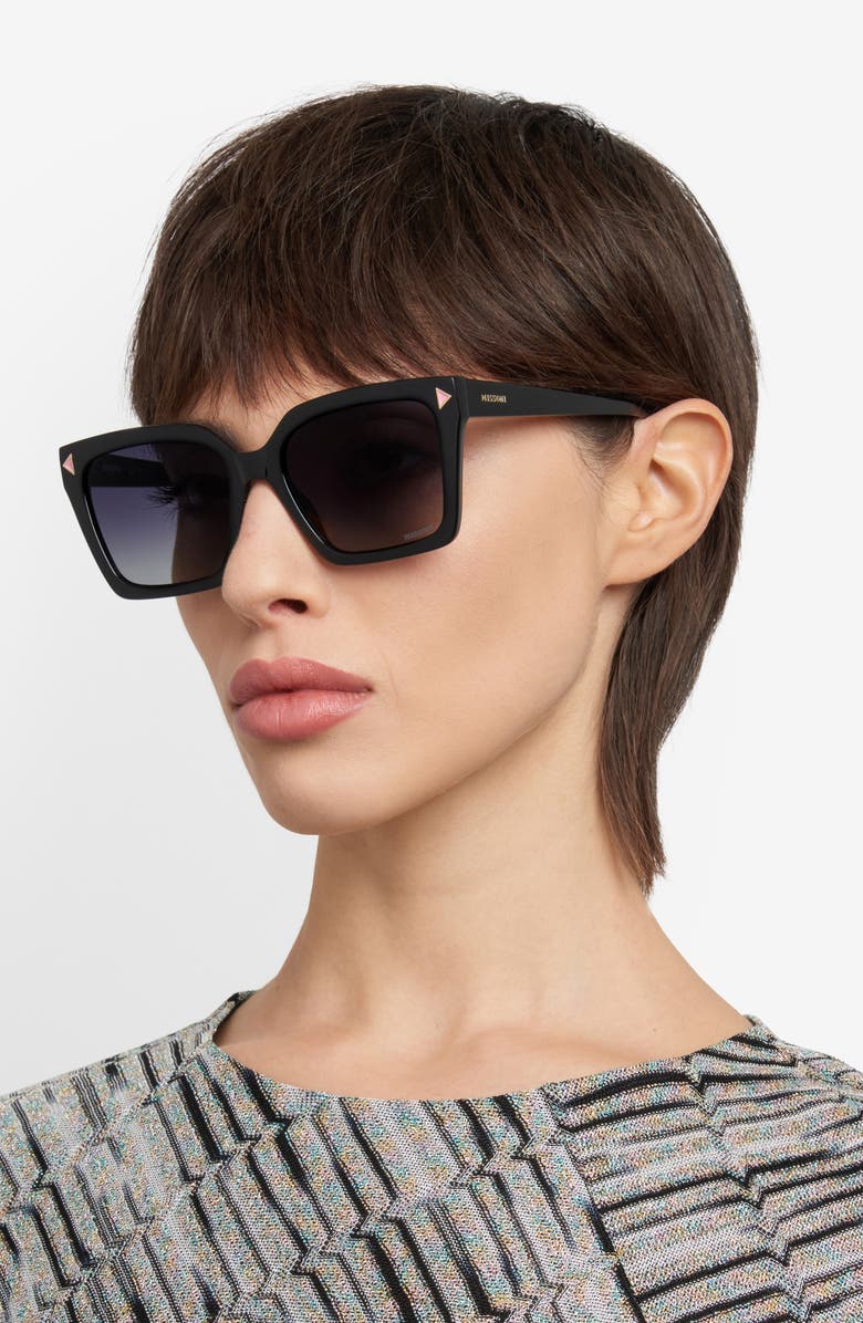 Missoni 55mm Gradient Square Sunglasses, Alternate, color, Black/ Dark Grey
