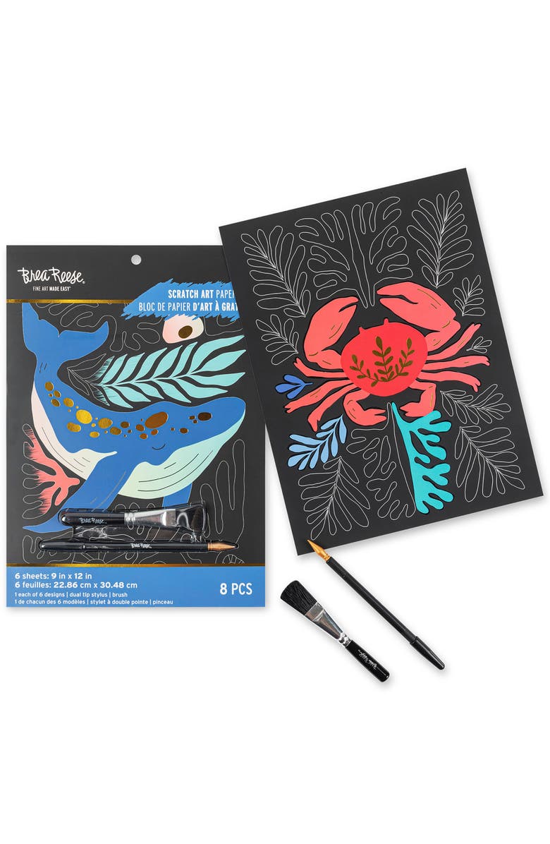 Brea Reese Scratch Art Paper Pad, Coastal & Oceanic, Alternate, color, Multicolored