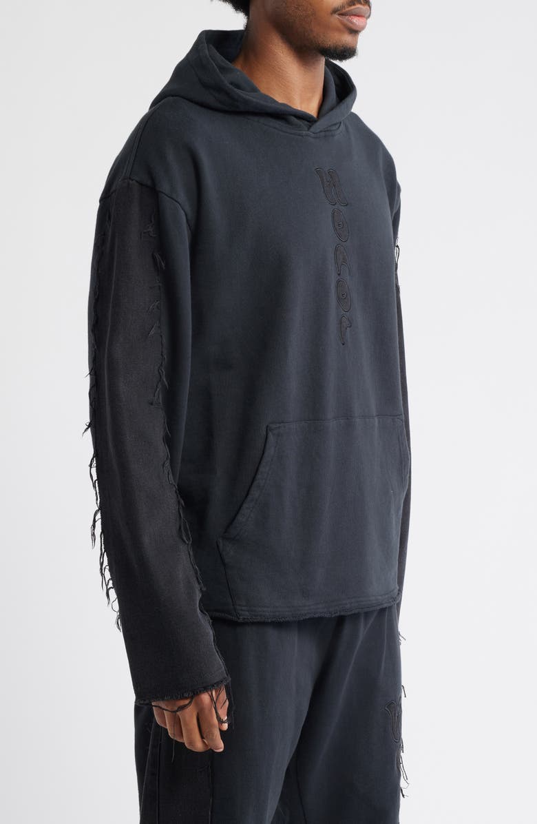 HONOR THE GIFT Hono Distressed Logo Hoodie, Alternate, color, Black