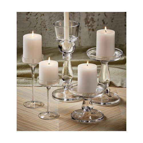 Tag Paloma Pulled Clear Glass Stem Pillar Candle Holder Medium In Transparent
