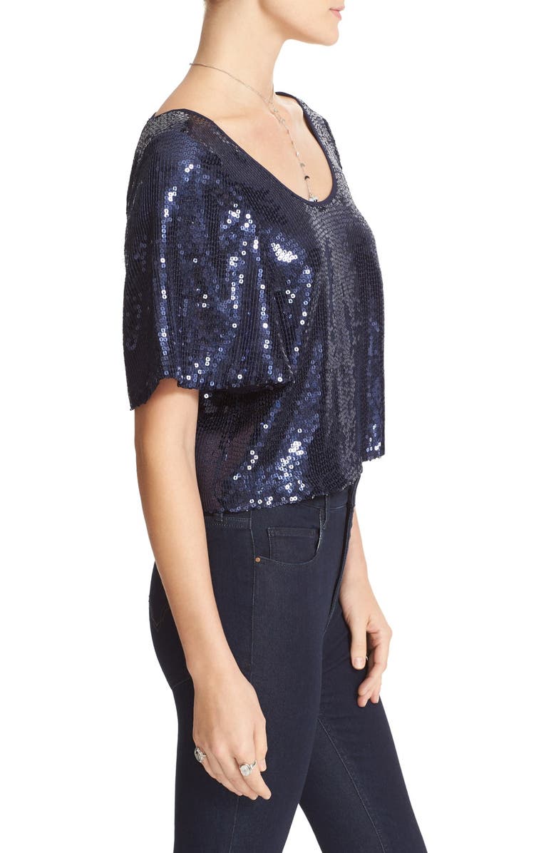 Free People Night Fever Sequin Tee, Alternate, color,