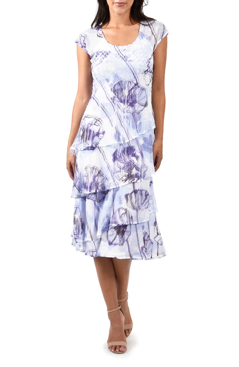 Komarov Floral Cap Sleeve Midi Dress, Main, color,