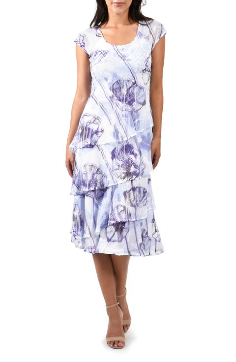 Floral Cap Sleeve Midi Dress