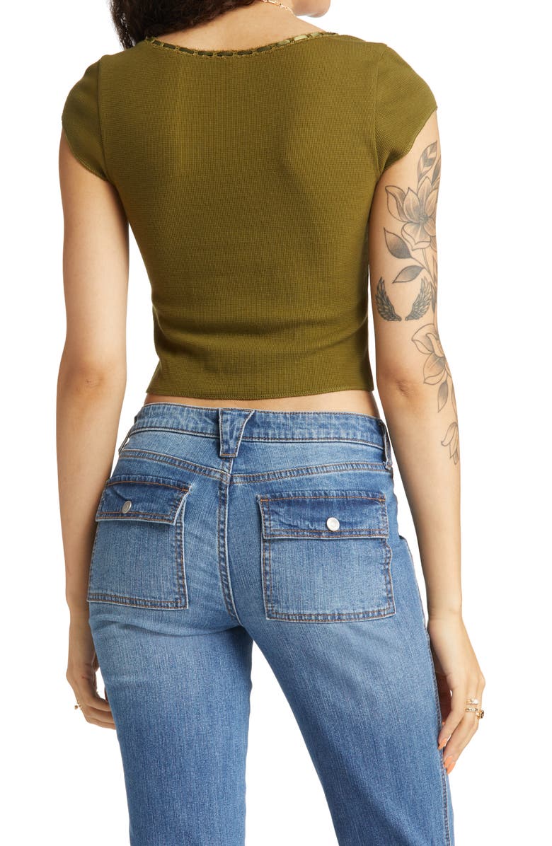 BP. Waffle Weave Ribbon Crop Top, Alternate, color, 