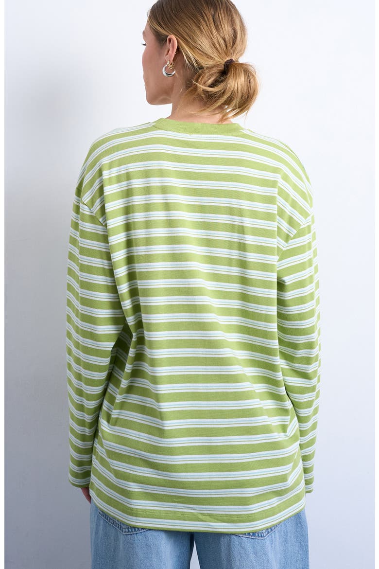Skater Stripe Oversize Long Sleeve Cotton T-Shirt, Alternate, color, MINT GREEN