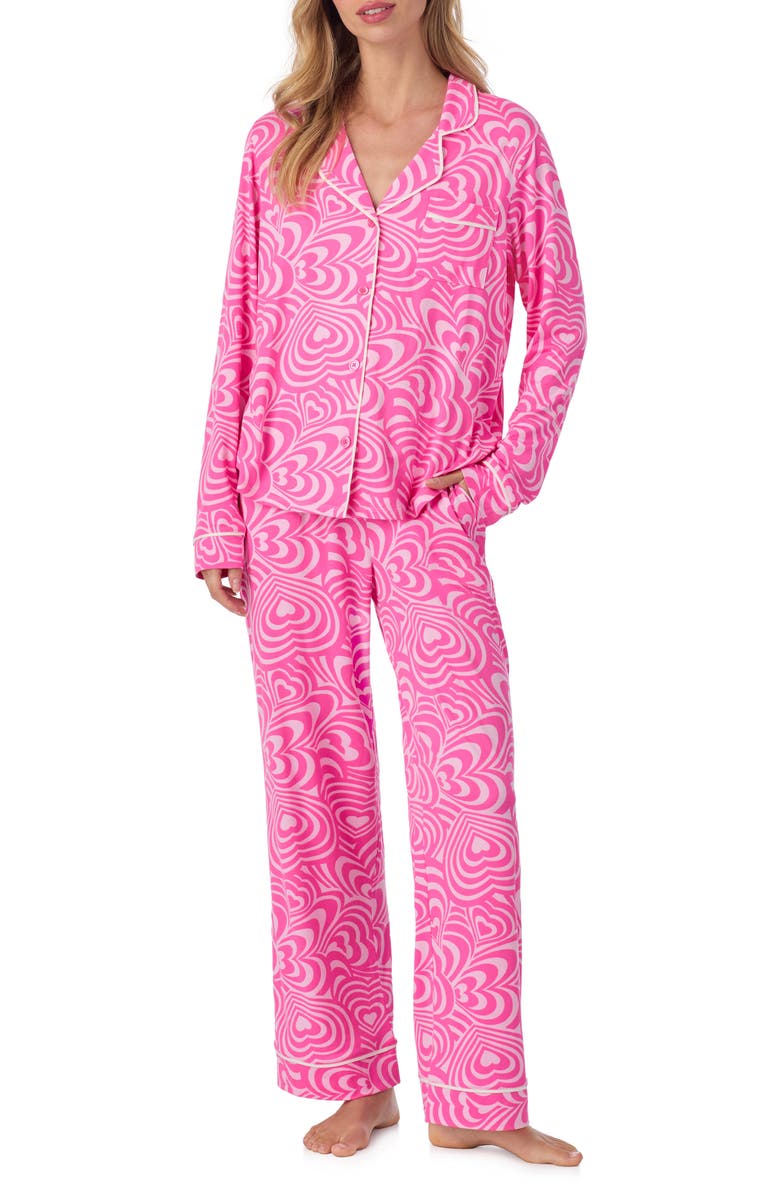 Room Service Pjs Piped Jersey Pajamas, Main, color, Pink/ Heart