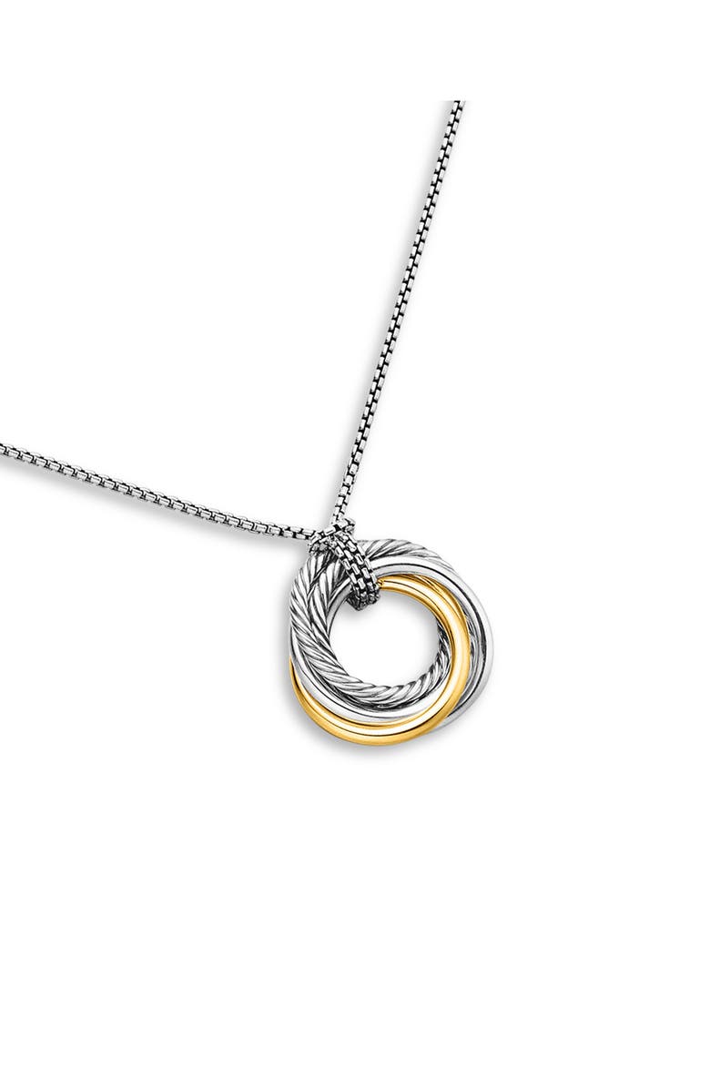 David Yurman Sterling Silver & 14K Yellow Gold Crossover Pendant Necklace, 28mm, Alternate, color, Two Tone