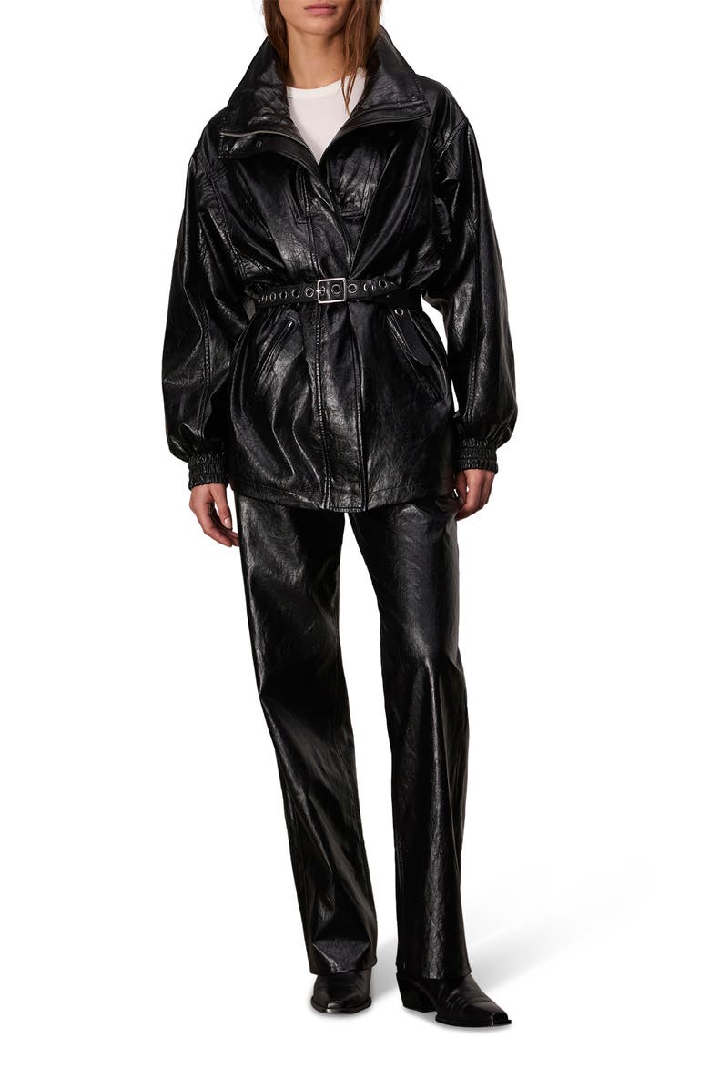 rag & bone Monica Faux Leather Jacket, Alternate, color, Black