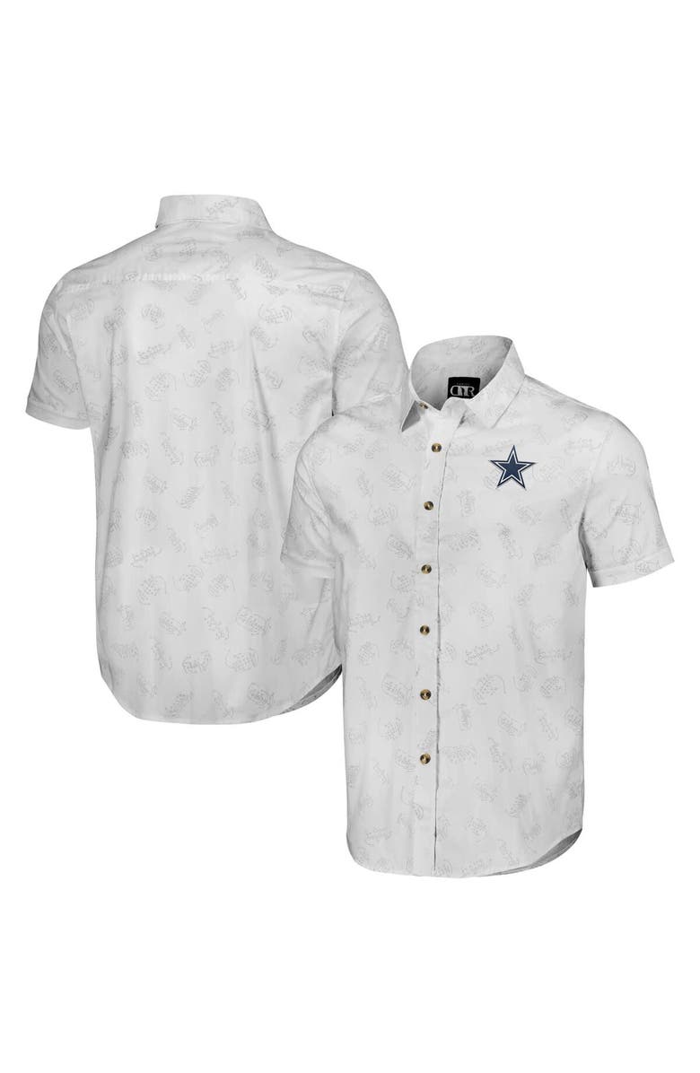 NFL X DARIUS RUCKER Men's NFL x Darius Rucker Collection by Fanatics White Dallas Cowboys Woven Short Sleeve Button Up Shirt, Alternate, color, 