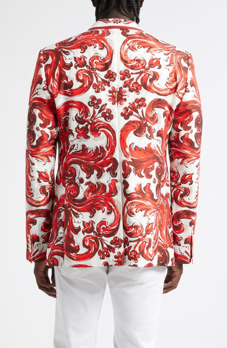 Dolce&Gabbana Majolica Print Cotton & Silk Jacquard Jacket, Alternate, color, Is5dq Mix Maiolica L Rubin