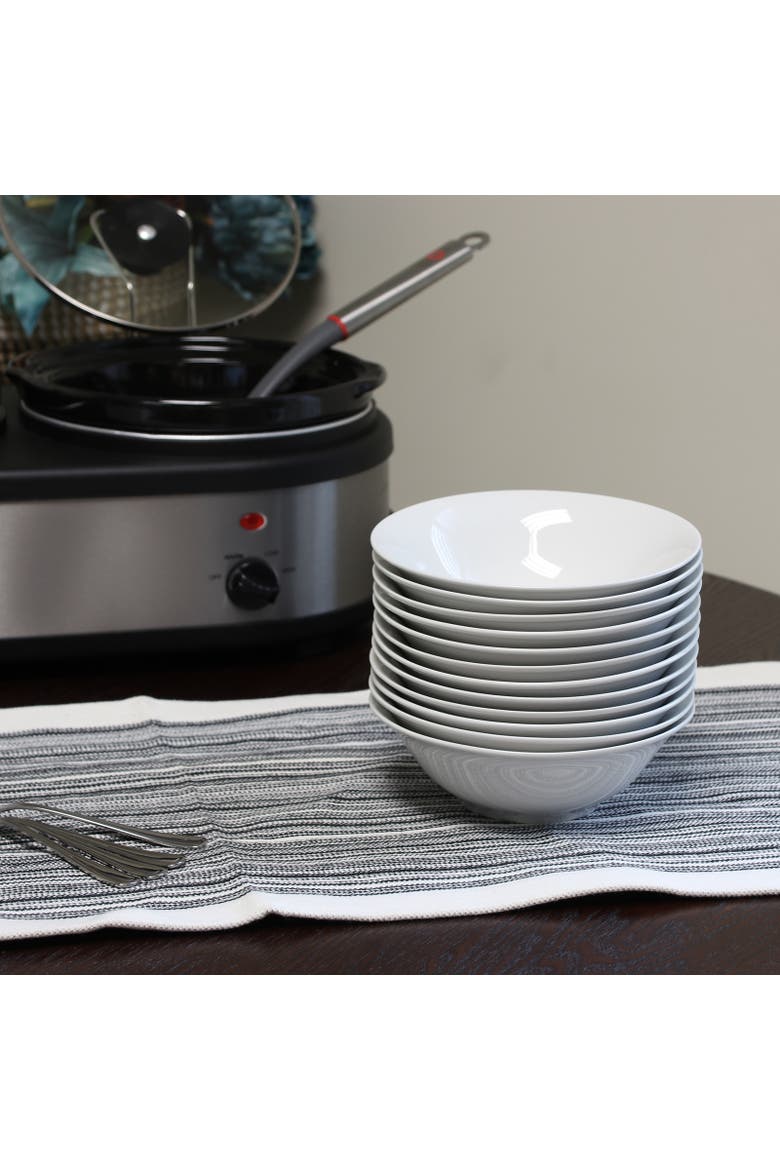 Noble Court 7 Inch Fine Ceramic Bowls  12 Piece Set, Alternate, color, White