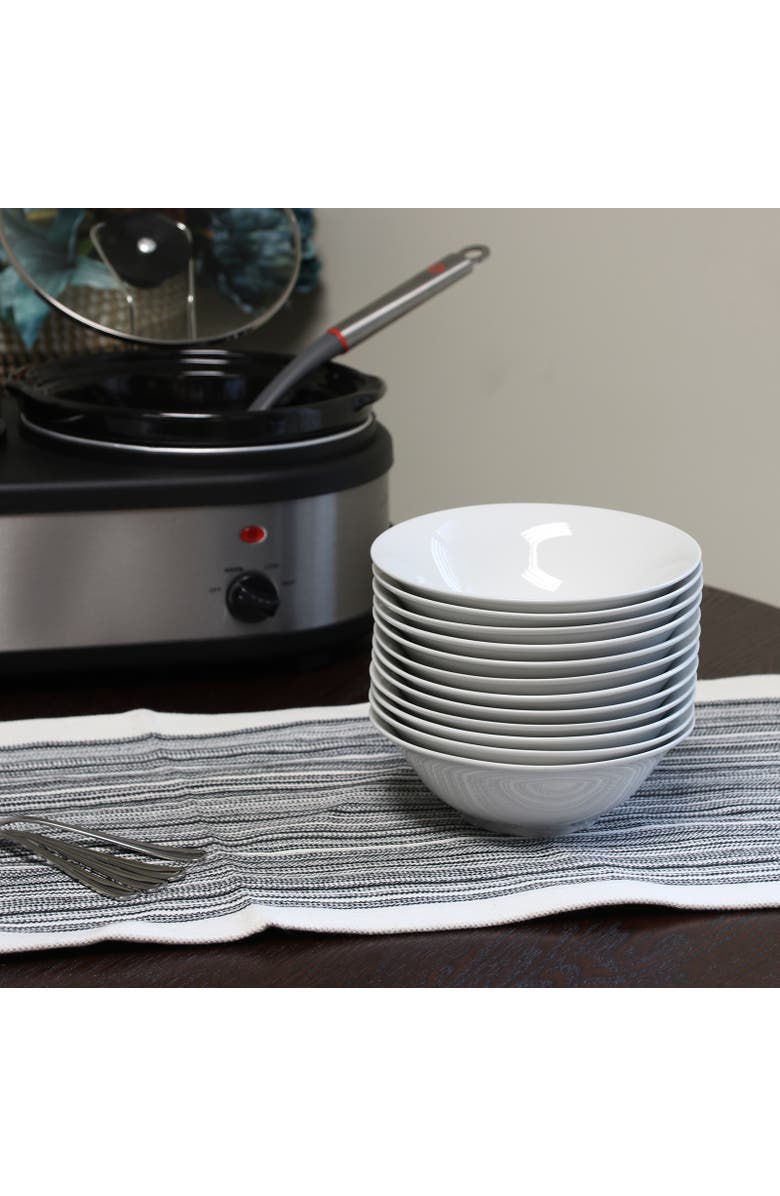 Gibson Home Noble Court 7 Inch Fine Ceramic Bowls 12 Piece Set, Alternate, color, White