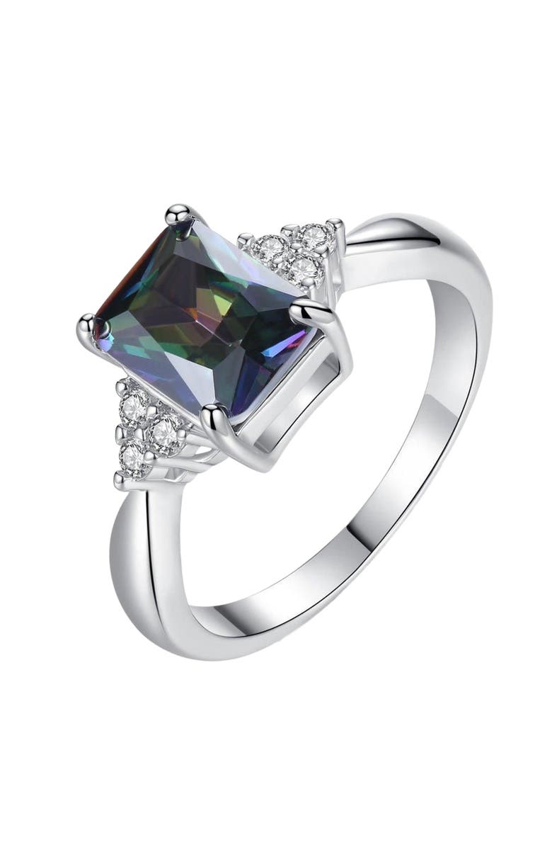 DLORIA Mystic Topaz Ring 2.5 ct Princess Cut, Alternate, color, Silver