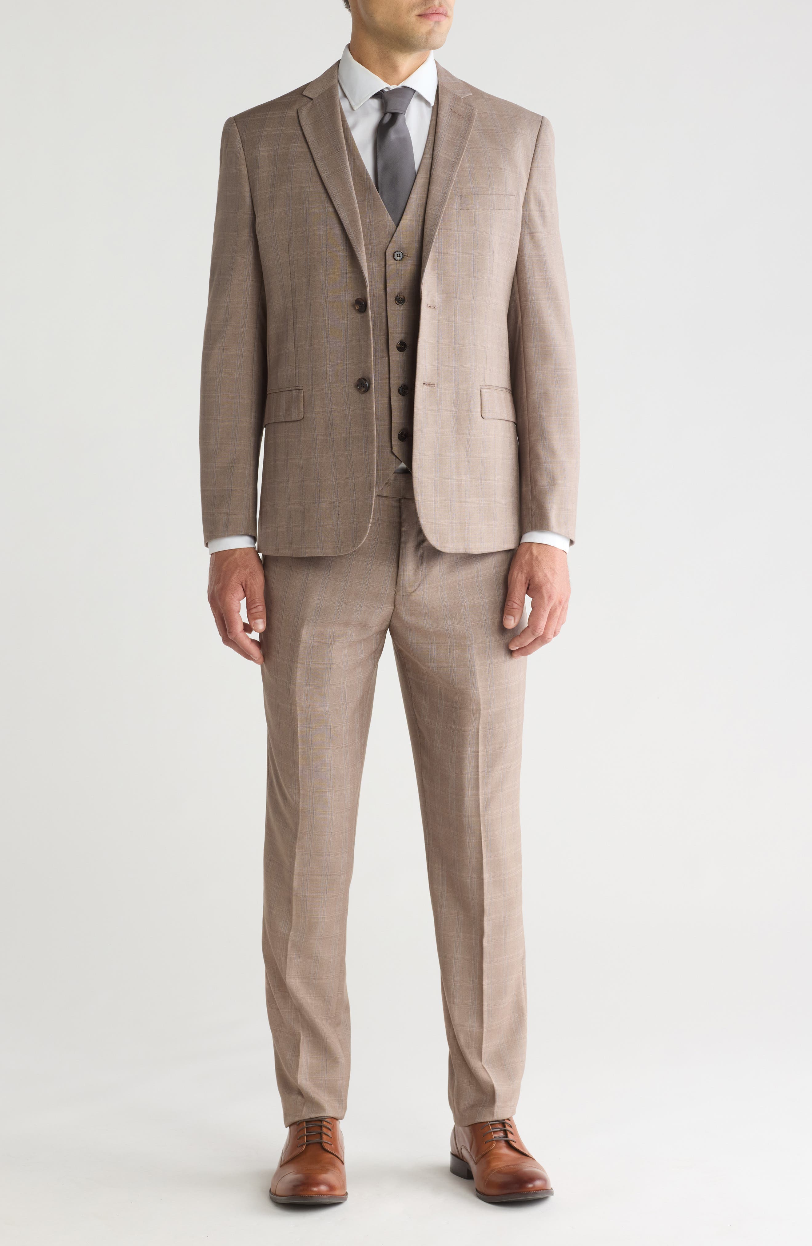 Gino Vitale Slim Fit Check Three Piece Suit