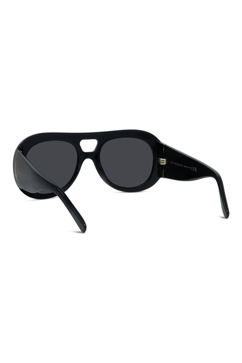 Bold 53mm Gradient Round Sunglasses, Alternate, color, SHINY BLACK / SMOKE