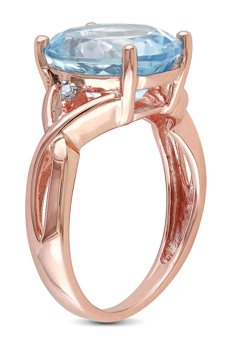 Oval-Cut Blue Topaz & Diamond Ring, Alternate, color, BLUE
