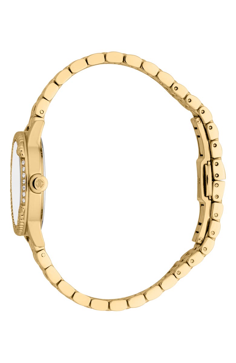 Roberto Cavalli Textured Crystal Bracelet Watch, 30mm, Alternate, color, Gold