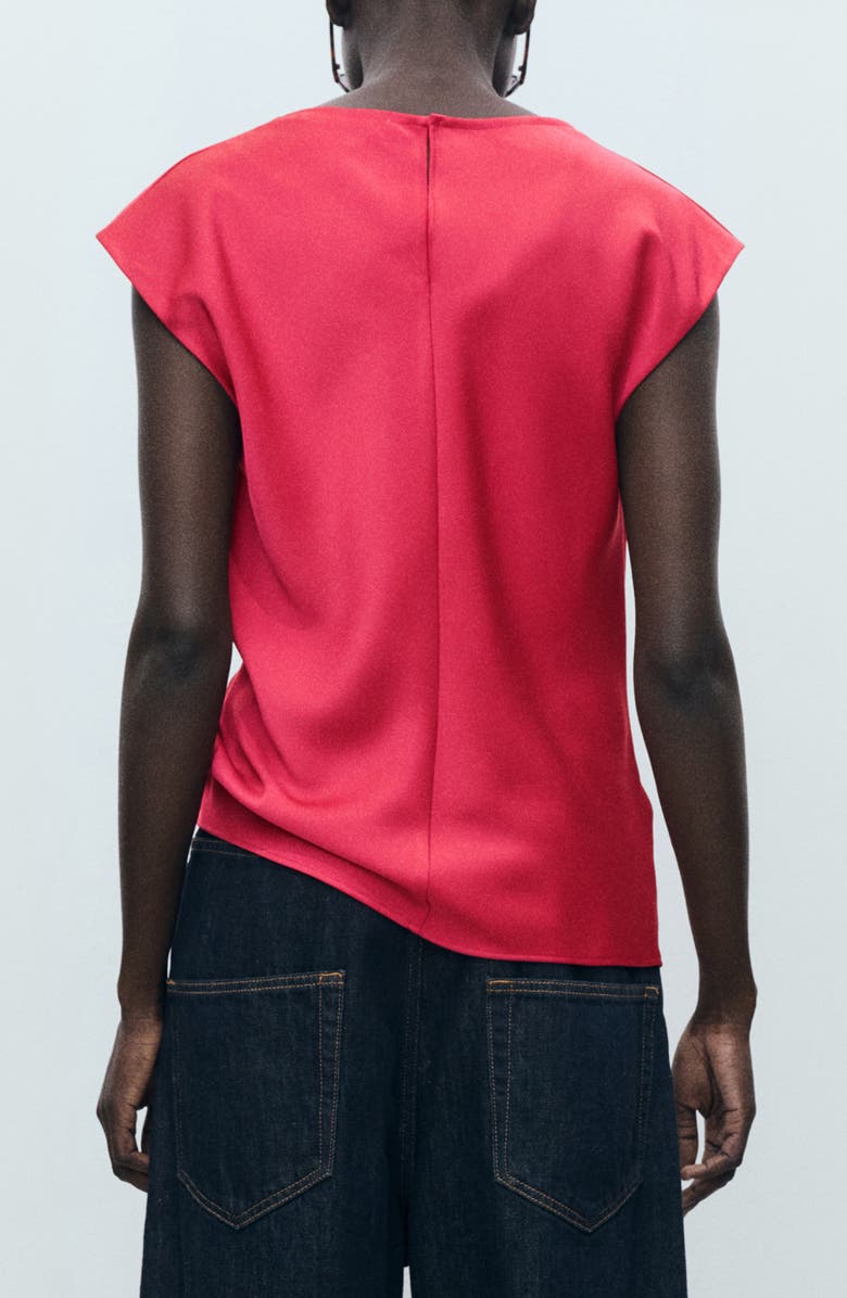 MANGO Draped Satin Top, Alternate, color, Strawberry
