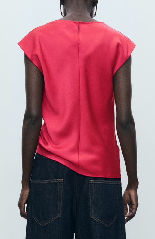 Mango Satin Blouse With Draped Neck Strawberry