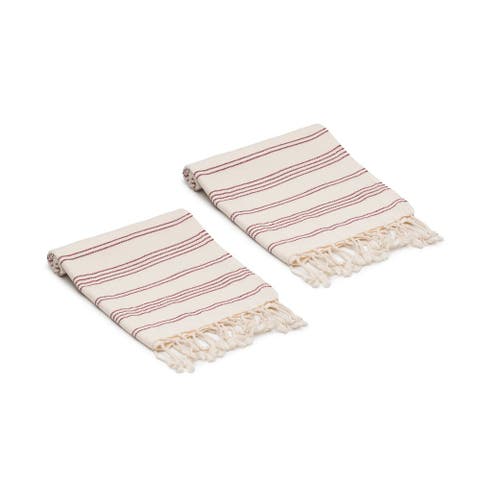 Heritage Stripe Turkish Cotton Hand Towels - Set of 2