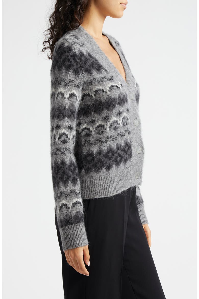 Fair Isle Alpaca Blend V-Neck Cardigan, Alternate, color, GREY COMBO